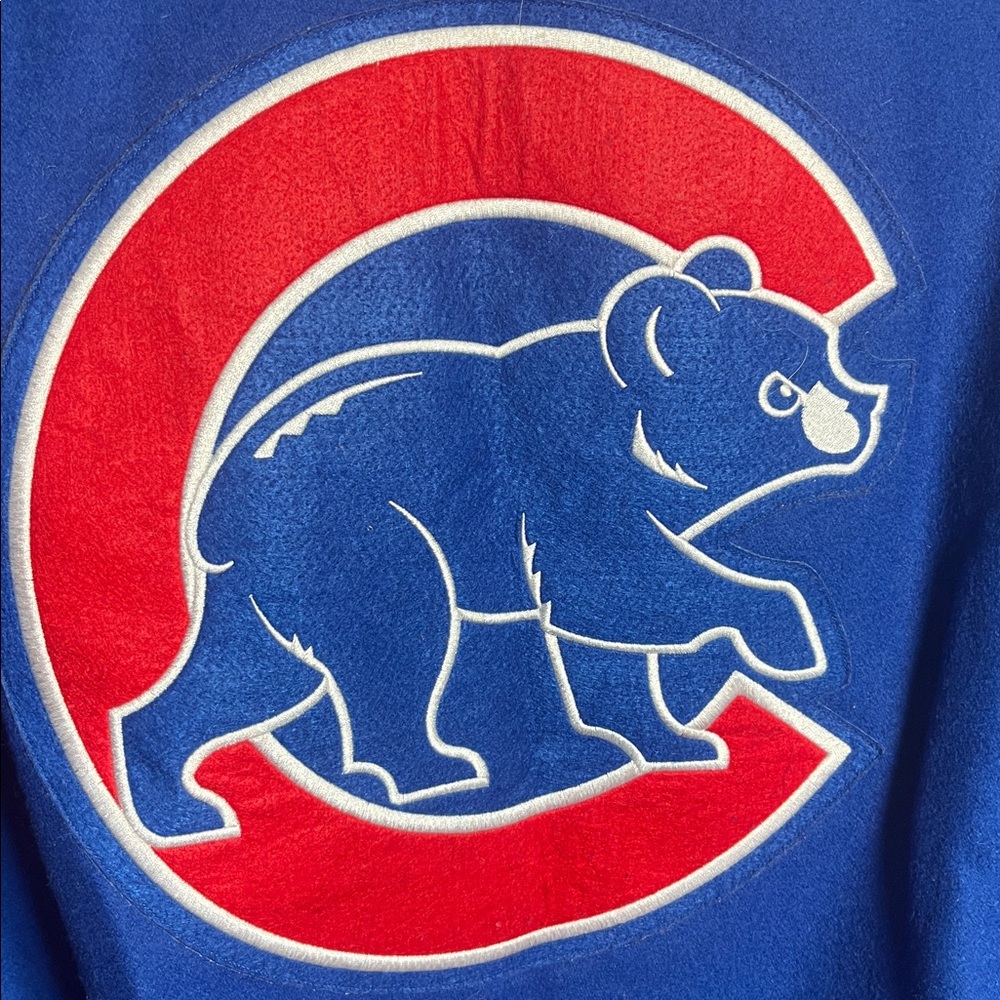 MLB Chicago Cubs JH Design Wool Blend USA Jacket With Embroided Logos Blue - Picture 3 of 14